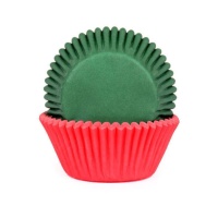 Capsules pour cupcakes rouges et verts - Maison de Marie - 50 pcs.