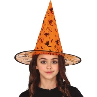 Chapeau de sorcière orange avec impression pour enfants