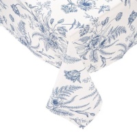 Nappe blanche à fleurs bleues 2,50 x 1,50 m
