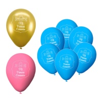 Ma première communion ballons en latex du calice et des colombes 23 cm - 6 unités