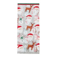 Sachets de bonbons transparents pour scène de Noël 24 x 10 cm - Wilton - 20 pcs.