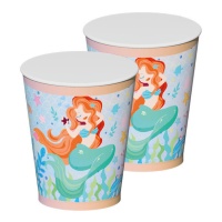 Verres Mermaid à cheveux rouges 270 ml - 8 pcs.