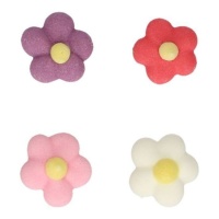 Figurines en sucre de fleurs blanches, lilas, rouges et roses - FunCakes - 32 unités