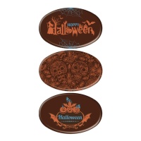 Signe d'Halloween en chocolat noir aux motifs assortis - 60 pièces.