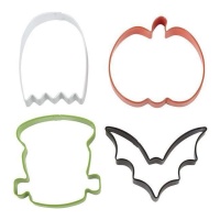 Découpoirs chauve-souris, citrouille, fantôme, fantôme, Frankenstein - Wilton - 4 pcs.