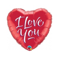 Ballon I love you coeur rouge 46 cm - Qualatex