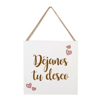 Affiche en bois Leave us your wish 20 x 20 x 2 cm