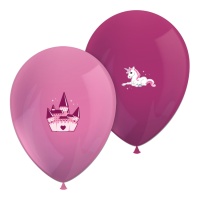 Ballons licorne et château 30 cm - 6 unités