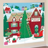 Murale décorative de l'atelier du Père Noël 1,65 x 0,82 m