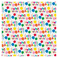 Papier d'emballage Happy Birthday blanc, 1,52 x 0,76 m (1,52 x 0,76 m)