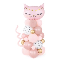 Bouquet de ballons chat rose - PartyDeco - 63 pcs.