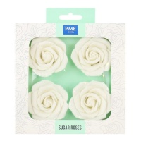 Figurines en sucre de roses blanches - 4 pcs.