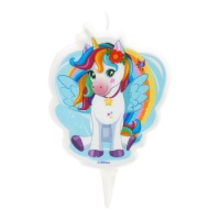 Bougie licorne assise avec fleur 7,5 cm - Dekora - 1 unité