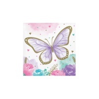 Serviettes de table Butterfly Shimme 12,5 x 12,5 - 16 pièces