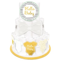 Kit de décoration Hello Baby pour gâteau de naissance - 5 pièces