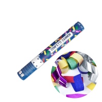 Canon à confettis colorés et serpentins métalliques - 40 cm