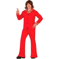 Costume rouge des années 70 pour homme