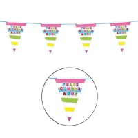 Fanion Happy Birthday avec bandes colorées - 4,00 m