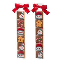 Bonhomme de neige chocolats de Noël dans une boîte de 6 chocolats assortis - 1 pc.