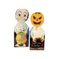 Sachet silhouette squelette et citrouille d'Halloween avec guimauves et bonbons acidulés assortis 48 g