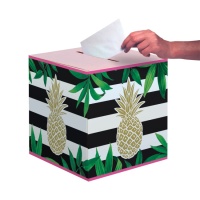 Boîte à souhaits Ananas tropical hawaïen 30,5 x 30,5 x 30,5 cm