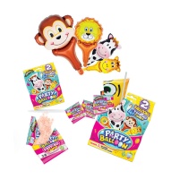 Bonbons croquants à la fraise avec des ballons d'animaux.
