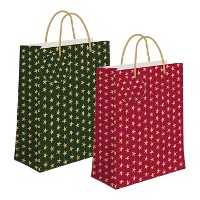 Sac cadeau de Noël étoilé, 14 x 11,5 x 6,7 cm - 1 unité