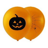 Ballons d'Halloween en latex, citrouille et toile d'araignée 74 cm - 2 pcs.
