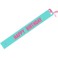 Bandeau Happy Birthday fluorescent de couleur menthe 150 x 10 cm