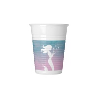 Gobelets en plastique en forme de sirène de mer 200 ml - 8 unités