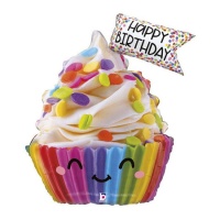 Ballon Happy Birthday cupcake 58 x 71 cm - Grabo