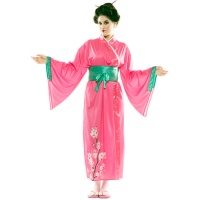 Costume de geisha rose et vert pour femme