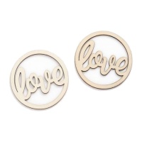 Figurine - Love - en cercle en bois - 9 cm