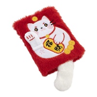 Carnet en peluche de chat porte-bonheur