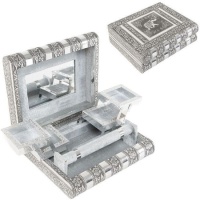 Boîte à bijoux avec compartiments d'horlogerie argentés
