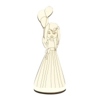 Figurine en bois d'une communiante avec ballons 28 x 10,5 cm - Artis decor