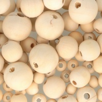 Perles en bois assorties de 1 à 2,5 cm - 130 pcs.