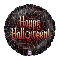 Ballon rond d'Halloween avec toile d'araignée 46 cm - Grabo