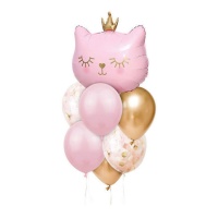 Bouquet de chat rose - 7 pièces