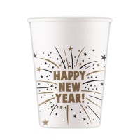 Verres de bonne année noir et or 200 ml - 8 pcs.