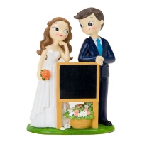 Figurine pour gâteau des mariés avec tableau noir 21cm