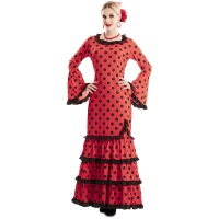 Costume de Sévillane rouge à pois noirs pour femmes