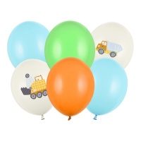Ballons de construction assortis de couleur pastel 30 cm - PartyDeco - 6 unités