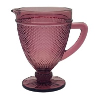 Pot en verre gravé rose de 1,1 L