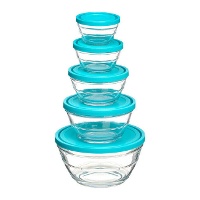 Lot de 5 boîtes de conservation rondes en verre - tailles variées