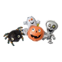 Ballons Halloween avec squelette, araignée et citrouille 40 cm - Eurofest - 3 pcs.