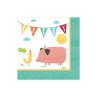 Serviettes de table Happy Farm 16,5 x 16,5 cm - 16 pcs.