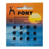 Boutons-pression noirs de 0,5 cm - Pony - 12 paires