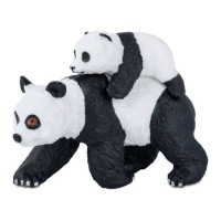 Figurine après-midi Panda et bébé 9 cm