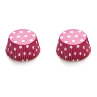 Capsules cupcakes fuchsia à pois blancs - Decora - 75 unités